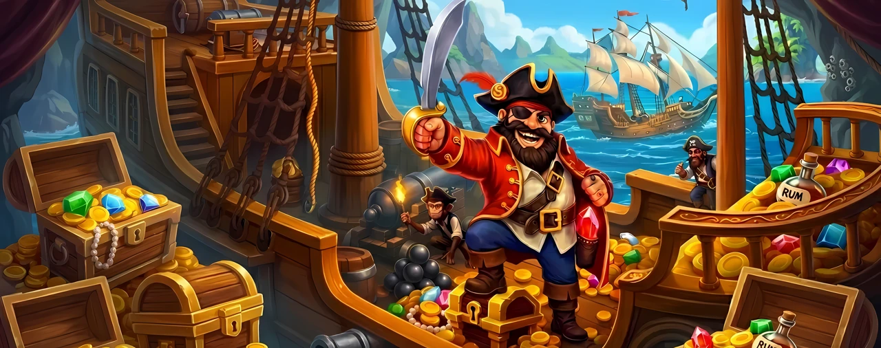 Smash Casino pirate deck loaded with treasure and free spins